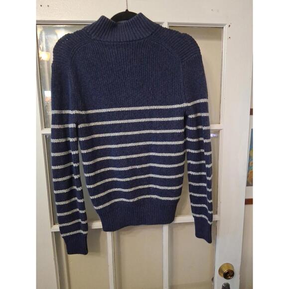 GAP Womens Sweater Size S Navy And Gray Striped Long Sleeve Pullover - Picture 4 of 4